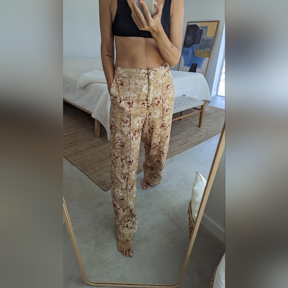DISSH Alana Latte Floral Linen Pant